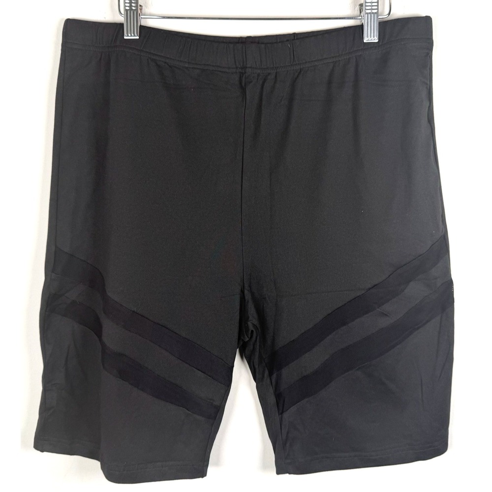 High Rise Yoga Bike Running Shorts Gym Training Front Mesh Black Womens Size 2XL